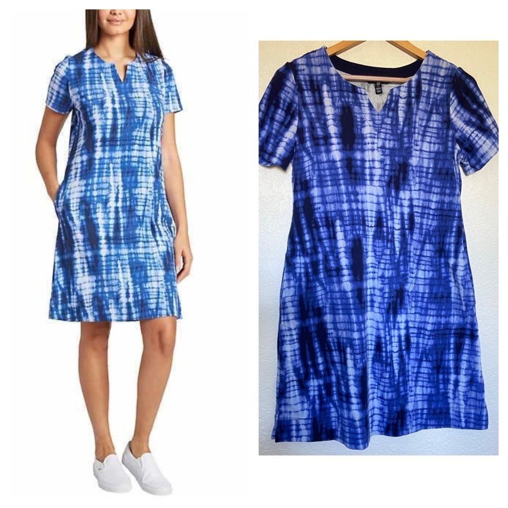 Ellen Tracy Tie Dye Pima Cotton Blend Shift Dress